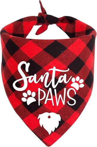 YHTWIN عيد ميلاد سعيد سانتا الكفوف الأحمر منقوشة كلب باندانا مثلث وشاح المرايل للحيوانات الأليفة جرو الكلب عيد ميلاد سعيد عيد الميلاد عطلة حزب الملحقات الدعائم الديكور هدية in Kuwait
