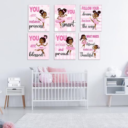 9 قطع راقصة الباليه السوداء جدار ديكور أسود طفل فتاة جدار الفن تحفيزية الأفريقية الفتيات الصغيرات الوردي ديكور الغرفة لغرفة النوم الوردي الإيجابي جدار ديكور راقصة الباليه الأمريكية الأفريقية طفل يقتبس الملصقات in Saudi Arabia