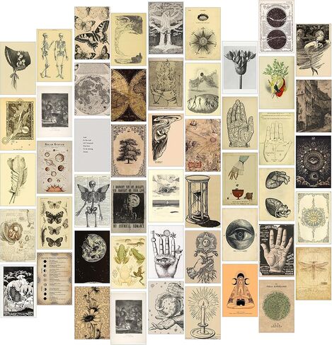 Fardes Witchy Home Decor, Aesthetic Vintage Botanical Decor Prints, 50pcs Vintage Botanical Wall Art, Botanical Prints for Vintage Wall Decor, Witchy Decor Aesthetic Witchy Gifts for Women in Kuwait