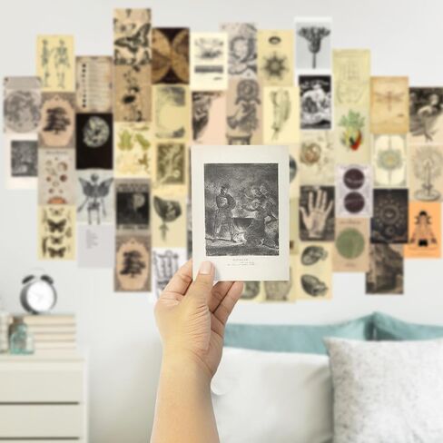 Fardes Witchy Home Decor, Aesthetic Vintage Botanical Decor Prints, 50pcs Vintage Botanical Wall Art, Botanical Prints for Vintage Wall Decor, Witchy Decor Aesthetic Witchy Gifts for Women in Kuwait