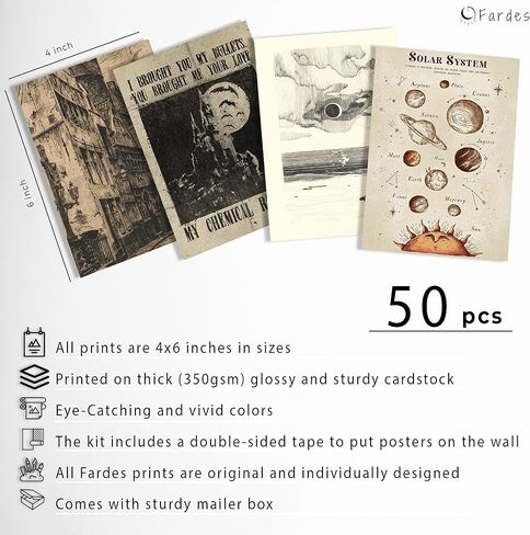 Fardes Witchy Home Decor, Aesthetic Vintage Botanical Decor Prints, 50pcs Vintage Botanical Wall Art, Botanical Prints for Vintage Wall Decor, Witchy Decor Aesthetic Witchy Gifts for Women in Kuwait