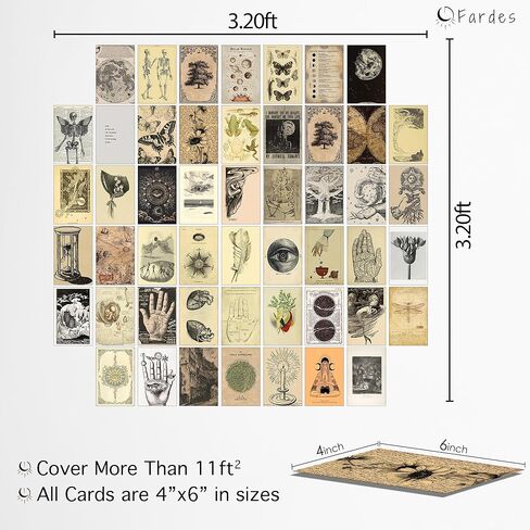 Fardes Witchy Home Decor, Aesthetic Vintage Botanical Decor Prints, 50pcs Vintage Botanical Wall Art, Botanical Prints for Vintage Wall Decor, Witchy Decor Aesthetic Witchy Gifts for Women in Kuwait