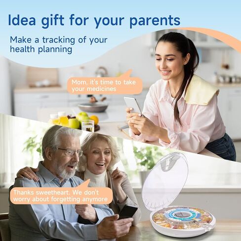 آلة توزيع حبوب الدواء الأوتوماتيكية بتقنية البلوتوث الذكية من COLORWING، منظم للأدوية لمدة 28 يومًا، ما يصل إلى 6 حلقات تذكير بجرعات حبوب منع الحمل لمراقبة الرعاية اليومية مع منبه الصوت والضوء وتنبيهات التطبيق (أخضر) in Kuwait