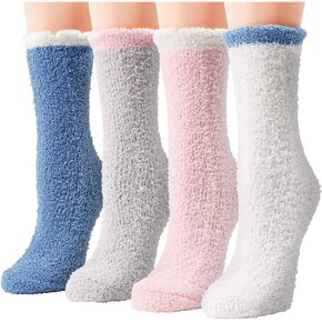 Zmart Fuzzy Socks for Women Girls Colorful Indoors Animal Slipper Socks
