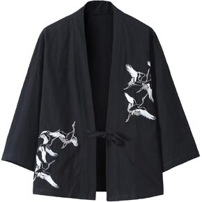 Seidarise Men's Kimono Traditional Japanese Clothing Male Cardigan Noragi Jacket Yukata Coat Haori