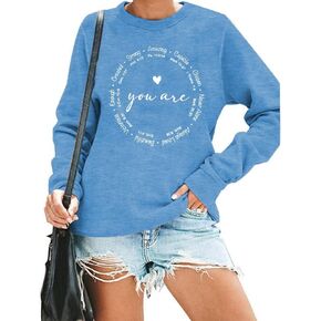SUPEYA Christian Sweatshirts Women You are Inspiration Shirt Cute Heart Faith Shirts Long Sleeve Blessed Saying Tops