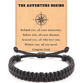 Jeka Graduation Gifts for Him, Inspirational Gifts for Men, Braided Adjustable Bracelet for Boyfriend Brother Son Grandson