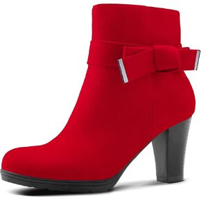mysoft Women's Booties with Heel, Chunky Stacked Heel Zipper Ankle Boots for Ladies in Kuwait