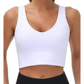 THE GYM PEOPLE Womens Longline Sports Bra Padded Crop Tank Tops Workout Yoga Bra with Removable Pads