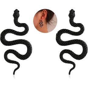 Gothic Snake Earring Exaggerated Long Dangle Serpent Earrings for Women Girls Vintage Punk Snake Shaped Studs Earrings,Personalized Hip Hop Animal Snake Earrings Halloween Jewelry Gift