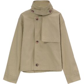 Kukume Kids Girls Outwear Jacket Hooded Lightweight Button Down Trench Coat Waterproof Active Windbreaker