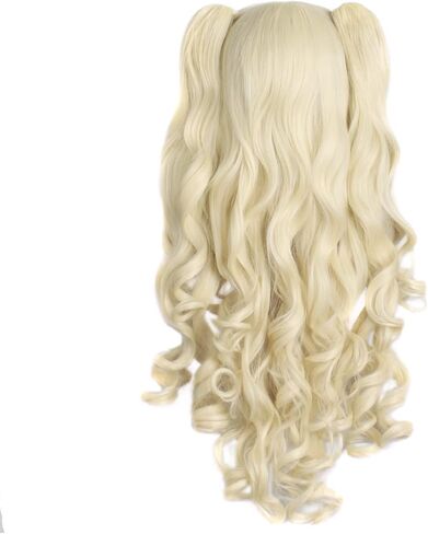 MapofBeauty 28 Inch/70 cm Lolita Long Curly 2 Ponytails Clip on Cosplay Wig (Hot Pink) in Saudi Arabia
