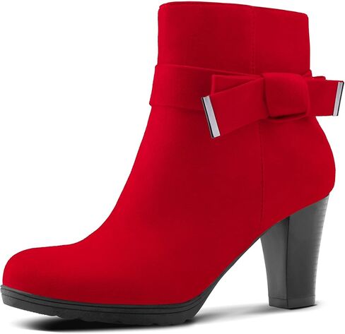 mysoft Women's Booties with Heel, Chunky Stacked Heel Zipper Ankle Boots for Ladies in Kuwait