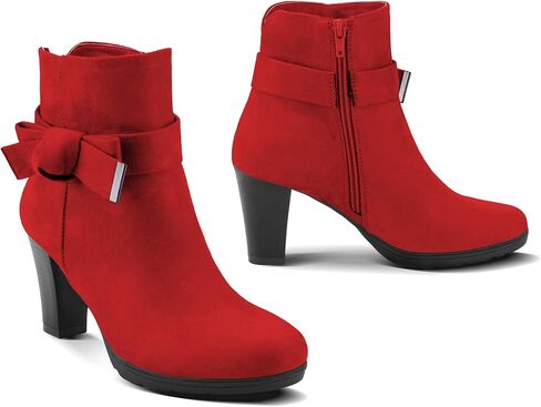 mysoft Women's Booties with Heel, Chunky Stacked Heel Zipper Ankle Boots for Ladies in Kuwait