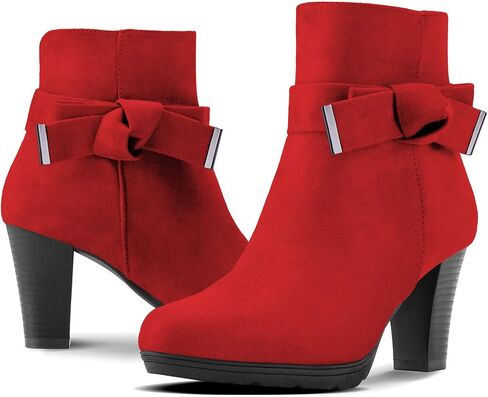 mysoft Women's Booties with Heel, Chunky Stacked Heel Zipper Ankle Boots for Ladies in Kuwait