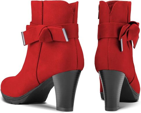 mysoft Women's Booties with Heel, Chunky Stacked Heel Zipper Ankle Boots for Ladies in Kuwait