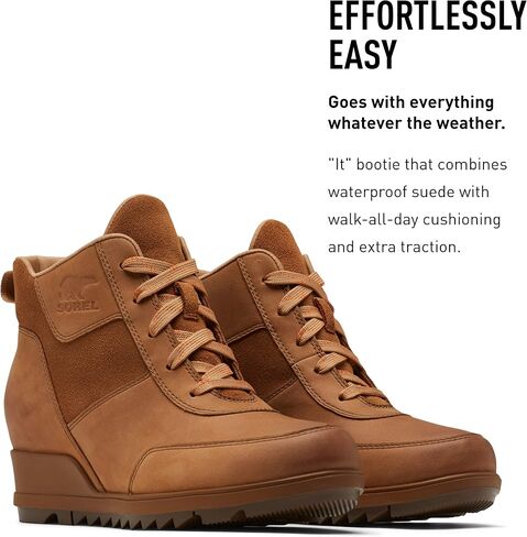Sorel Women's Evie Sport Lace Bootie — Waterproof Suede & Leather — Wedge Ankle Sneaker — Booties in Saudi Arabia