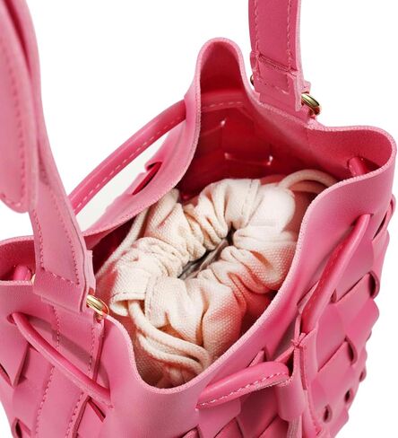 TIJN Tote Bag for Women, Mini Bucket Crossbody Top-Handle Vegan Leather Small Sized Retro Handbag (Ailin) in Kuwait