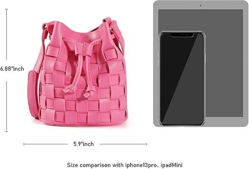 TIJN Tote Bag for Women, Mini Bucket Crossbody Top-Handle Vegan Leather Small Sized Retro Handbag (Ailin) in Kuwait