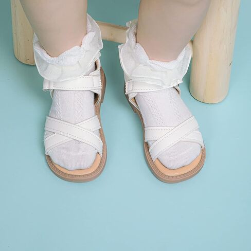 Zoolar Boys Girls Sandals Open Toe Breathable Princess Non-Slip Flats Summer Beach Lightweight Rubber Sole Sandals (Toddler/Little Kid) in Kuwait