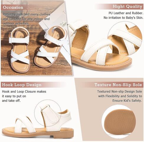 Zoolar Boys Girls Sandals Open Toe Breathable Princess Non-Slip Flats Summer Beach Lightweight Rubber Sole Sandals (Toddler/Little Kid) in Kuwait