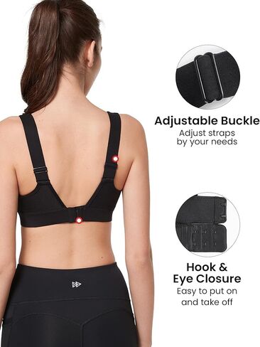 حمالات صدر رياضية داعمة قابلة للتعديل من Yvette - حمالة صدر لاسلكية عالية التأثير للثدي الكبير in Kuwait