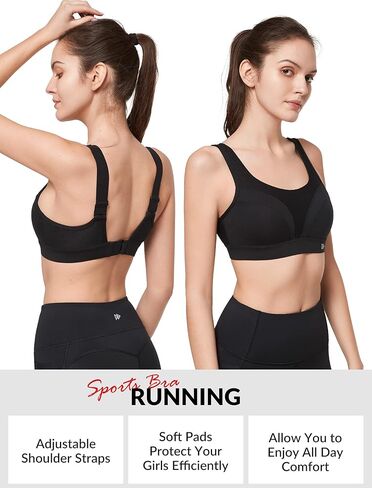 حمالات صدر رياضية داعمة قابلة للتعديل من Yvette - حمالة صدر لاسلكية عالية التأثير للثدي الكبير in Kuwait