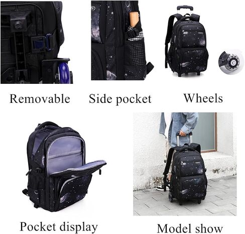 EKUIZAI Dinosaur Print Elementary Trolley Backpack for Boys Middle School student Carry-on Luggage Bookbag with Wheels in Kuwait