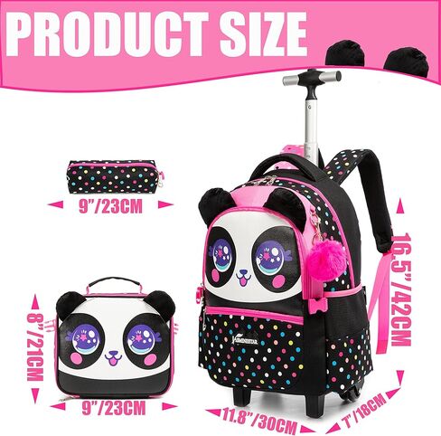 MYHSBYO Rolling Backpack for Girls Kids Backpack with Wheels Roller Backpack with Wheels Set for Elementary Students Carry on Luggage Bookbag with Roller in Kuwait