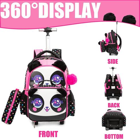 MYHSBYO Rolling Backpack for Girls Kids Backpack with Wheels Roller Backpack with Wheels Set for Elementary Students Carry on Luggage Bookbag with Roller in Kuwait