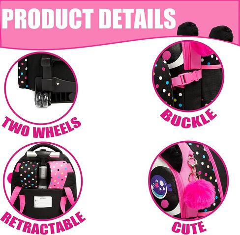 MYHSBYO Rolling Backpack for Girls Kids Backpack with Wheels Roller Backpack with Wheels Set for Elementary Students Carry on Luggage Bookbag with Roller in Kuwait