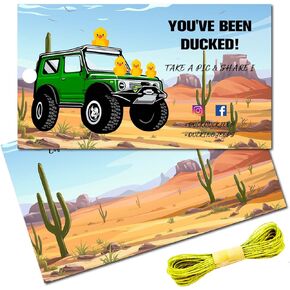 CREATCABIN 50Pcs You've Been Ducked Cards Duck Tags Card Ducking Game DIY Jeep Duck Card with Hole and Twine for Rubber Ducks Jeeps Car Decor 3.5 x 2 Inch-You Quack A Smile（Sun