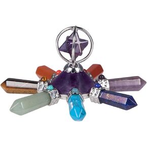 Rockcloud 7 Chakra Healing Crystal Points Energy Generator, Merkaba Stone Figurine for Home Decor, Black Obsidian in Kuwait