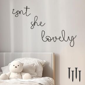 Yaocom Isn't She Lovely Sign Wire Word Sign ديكور جدار المنزل ديكورات غرفة الحضانة ديكور جدار معلق للفتيات غرفة نوم الحمام غرفة الملابس لوازم الحفلات جدار فني أسود in Kuwait