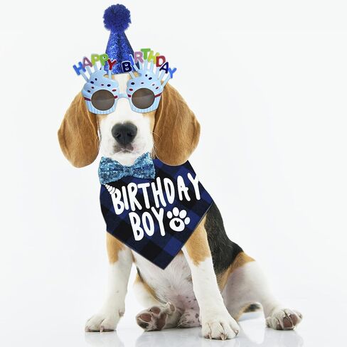 Avaner Dog Birthday Bandana Set, Pet Birthday Party Hat Bandana Bowtie Set for Small Medium Dogs Cats in Saudi Arabia