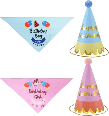 Avaner Dog Birthday Bandana Set, Pet Birthday Party Hat Bandana Bowtie Set for Small Medium Dogs Cats in Saudi Arabia