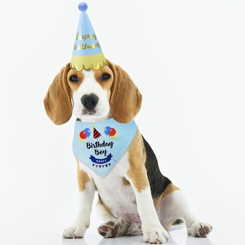 Avaner Dog Birthday Bandana Set, Pet Birthday Party Hat Bandana Bowtie Set for Small Medium Dogs Cats in Saudi Arabia