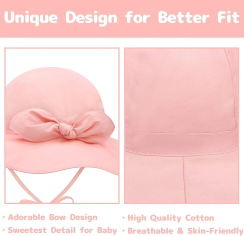 Baby Sun Hat Baby Girl Hats with Bows UPF 50+ Toddler Bucket Hat Infant with Wide Brim Baby Beach Hat in Kuwait