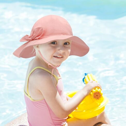 Baby Sun Hat Baby Girl Hats with Bows UPF 50+ Toddler Bucket Hat Infant with Wide Brim Baby Beach Hat in Kuwait