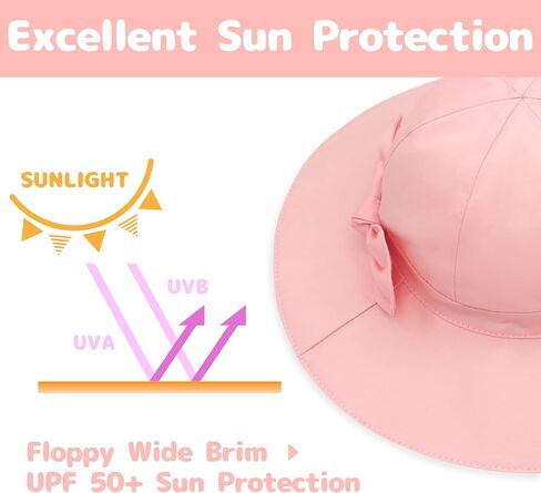 Baby Sun Hat Baby Girl Hats with Bows UPF 50+ Toddler Bucket Hat Infant with Wide Brim Baby Beach Hat in Kuwait