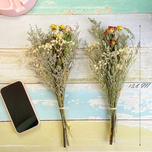 L'BREVOGA Dried Flower Spray Rose Bouquets, 2 Bunches 100% Natural Flowers, Miniature Roses with Baby’s Breath for Decoration Home Party (Spray Rose) in Saudi Arabia