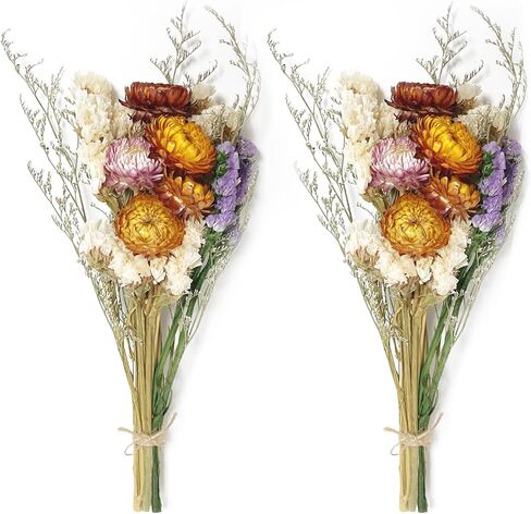 L'BREVOGA Dried Flower Spray Rose Bouquets, 2 Bunches 100% Natural Flowers, Miniature Roses with Baby’s Breath for Decoration Home Party (Spray Rose) in Saudi Arabia