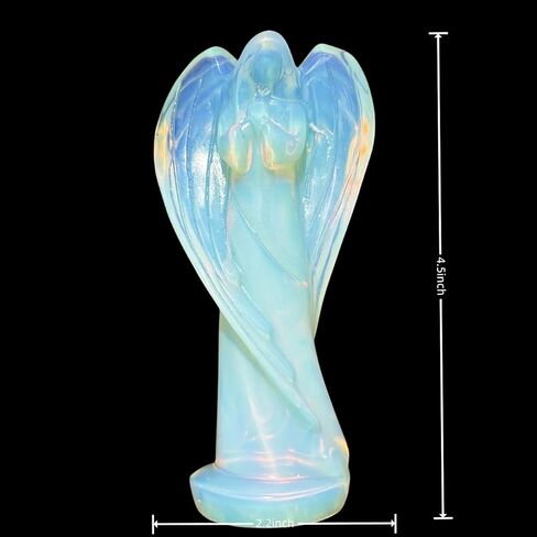 Xzyycyj 4.5" Christmas Angels Figurines Carved Faceless Angel Full of Mystery Opalite Guardian Angel Statue Crystal and Stone Healing Reiki Home Decor (Opalite B) in Saudi Arabia