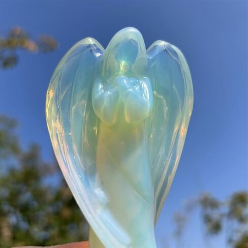 Xzyycyj 4.5" Christmas Angels Figurines Carved Faceless Angel Full of Mystery Opalite Guardian Angel Statue Crystal and Stone Healing Reiki Home Decor (Opalite B) in Saudi Arabia