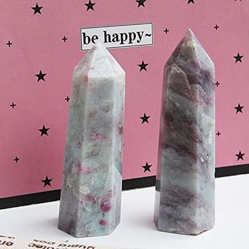 Acxico 1Pcs 7-8cm Natural Pink Tourmaline Tower Quartz Crystal Point Obelisk Wand Healing Gift in Saudi Arabia