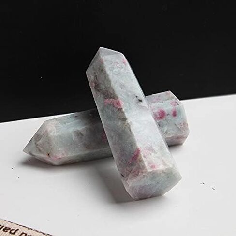 Acxico 1Pcs 7-8cm Natural Pink Tourmaline Tower Quartz Crystal Point Obelisk Wand Healing Gift in Saudi Arabia