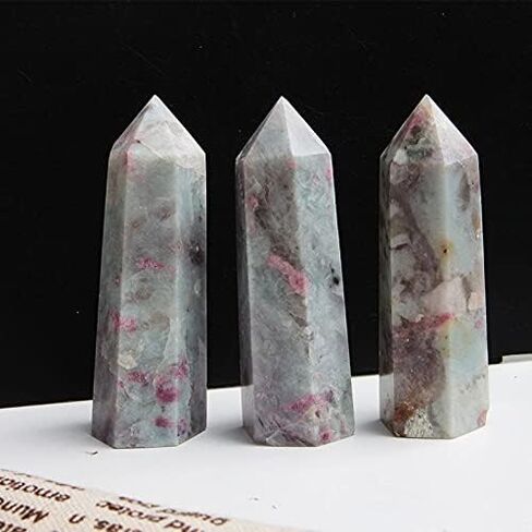 Acxico 1Pcs 7-8cm Natural Pink Tourmaline Tower Quartz Crystal Point Obelisk Wand Healing Gift in Saudi Arabia