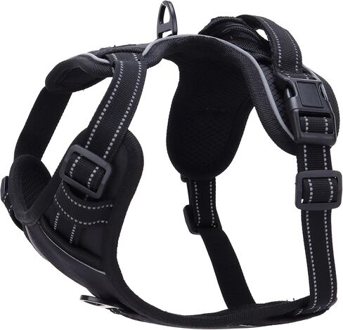 ROOSK Dog Harness | No-Pull, Reflective, 4-Way Adjustable w/Poop Bag Holder | Ultimate Comfort, Soft, Padded Waterproof Oxford w/Airmesh | 2 Leash Clips (Green, Medium) in Saudi Arabia