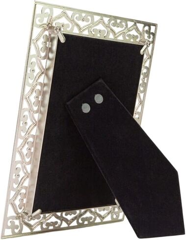 إطار صور جميل مطلي بالنيكل مقاس 4x6 من Happy Homewares مع قلوب متصلة وكريستالات ديامانتي | دعم مخملي أسود | صورة أو المناظر الطبيعية in Kuwait