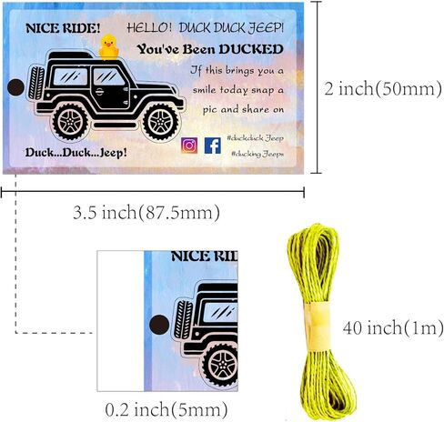 CREATCABIN 50 قطعة لقد تم بطة بطاقات بطاقات البط لعبة البطة DIY بطاقة بطة جيب مع فتحة وخيوط للبط المطاطي وديكور سيارة الجيب 3.5 × 2 بوصة - You Quack A Smile(Sun) in Kuwait